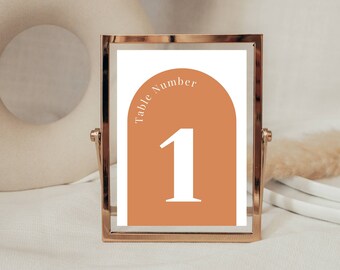 Terracotta Wedding Table Number Template | Arched Wedding Table Number | Printable Table Number | Boho Wedding Table Number Decor | Editable