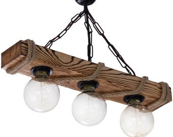 MIRA-Handmade Solid Pine Tree Chandelier Rustic Aged Wood Ceiling Pendant Light Retro Unique Design