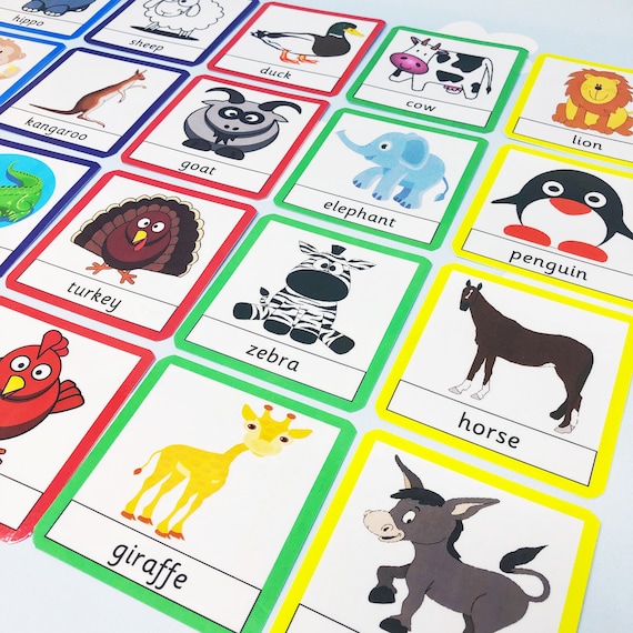 zoo and farm animals flash cards printable preschool etsy