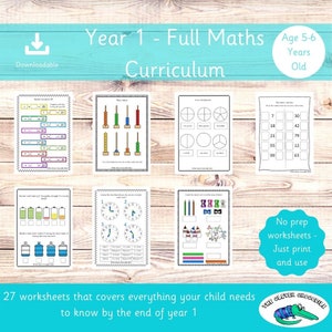 Year 1 Full Maths Curriculum - Printable worksheets - Key stage 1 maths - Year 1 School - School Worksheets - Year 1 Learning - Home School