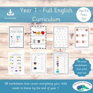 Year 1 Full English Curriculum - Printable worksheets - Key stage 1 English - Year 1 School - School Worksheets - Year 1 Learning