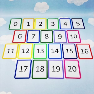 Cartes flash numérotées - Numéros jusqu'à 20 - Ressource pédagogique - Jouet éducatif - Réception - Cartes numérotées - Apprenants visuels - Calcul - Compter
