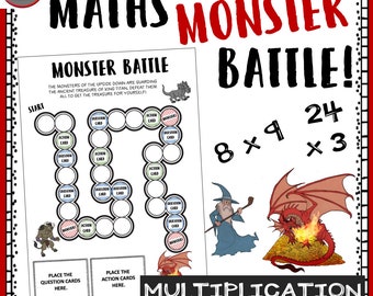 Monster Battle Multiplication Math Game: One & Two Digit (PDF Download)