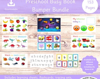 Preschool Busy Book Bundle: 153 Pages Learning Activities (PDF)