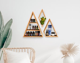 Boho Apothecary Shelf - Boho Wall Decor, Boho Furniture, Essential Oil Shelf, Crystal Shelf, Floating Mountain Shelf