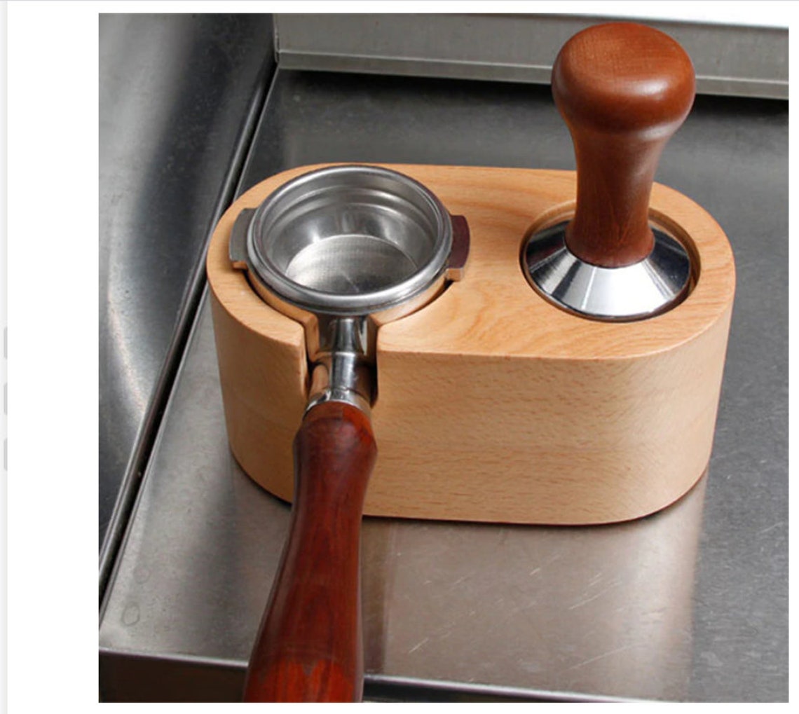 51/58MM Manual Wood Coffee Tamper Holder Mat Barista Coffee Etsy