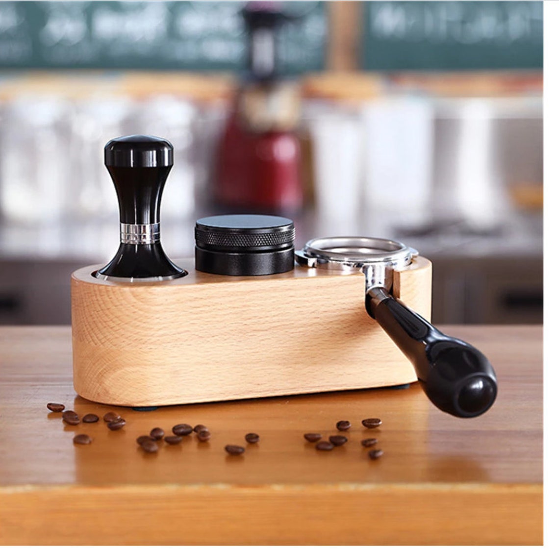 51/58MM Manual Wood Coffee Tamper Holder Mat Barista Coffee Etsy