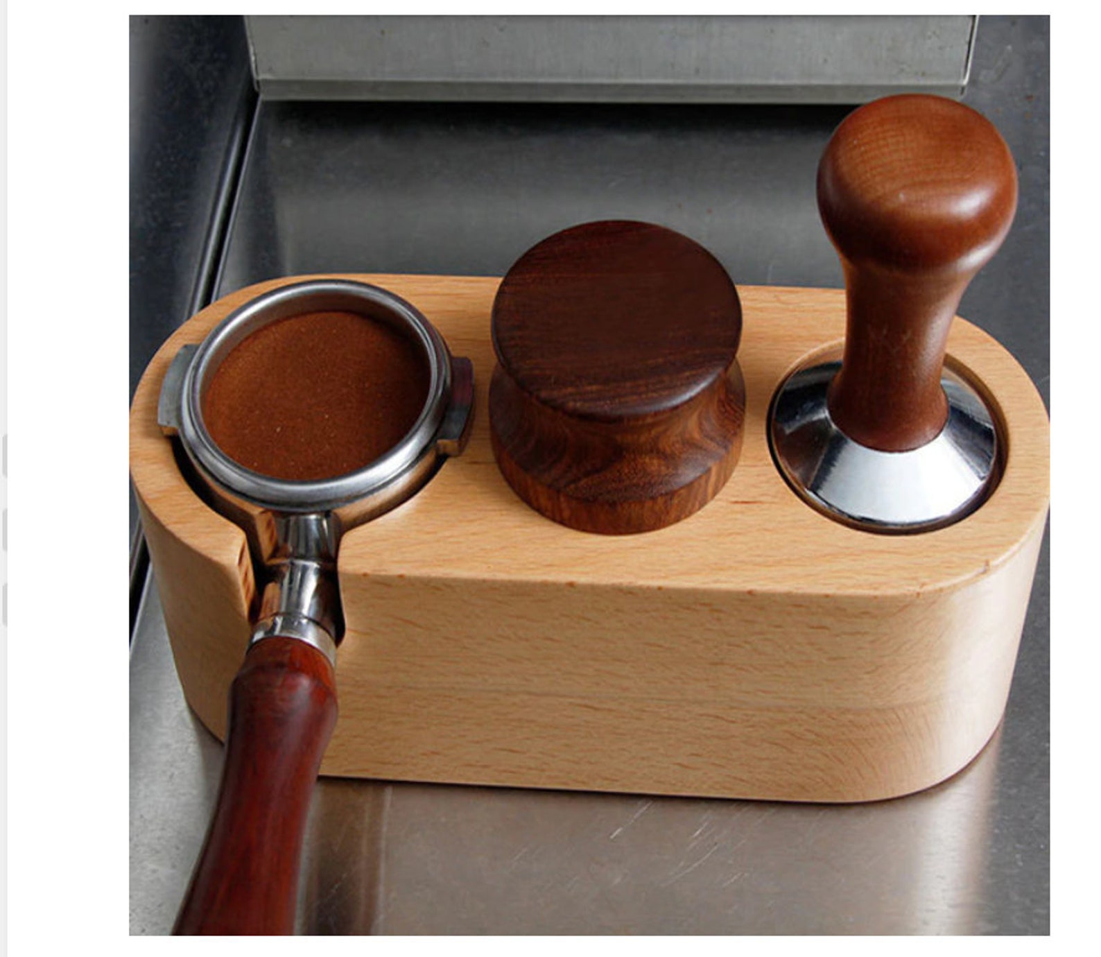 51/58MM Manual Wood Coffee Tamper Holder Mat Barista Coffee Etsy