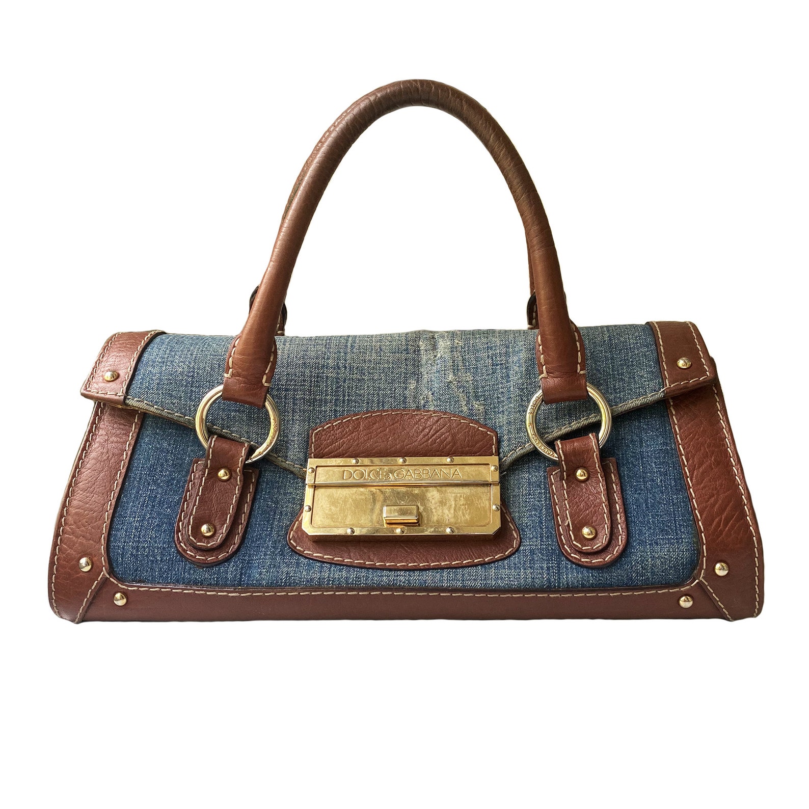 Vintage Dolce & Gabbana Leather denim handbag 2000