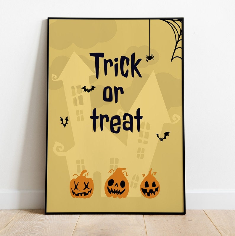 Trick or Treat Halloween Printable Poster Printable Wall - Etsy