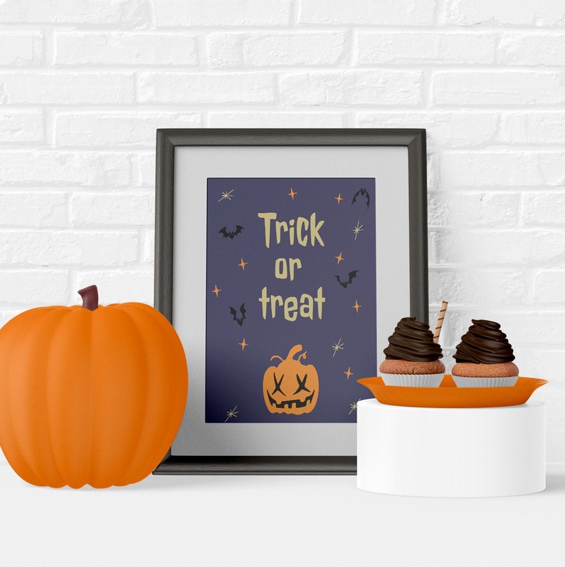 Trick or Treat Halloween Printable Poster Printable Wall - Etsy