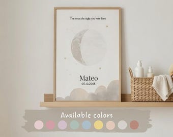 Individuelles Geburtsposter – Mondphase | Digitaler Download