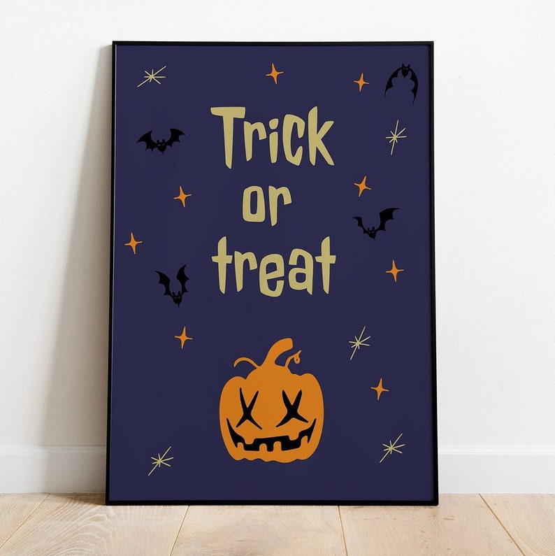 Trick or Treat Halloween Printable Poster Printable Wall - Etsy