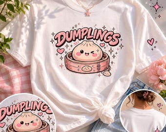 Kawaii-Dumplings-T-Shirt für Kinder – Niedliches Anime-T-Shirt im Pastell-Stil