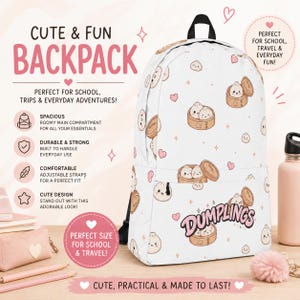 Cute Dumpling Backpack – Kawaii Pastel School Bag with Dumpling Pattern