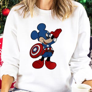 Superhero Mickey Sweatshirt, Captain America Mickey Sweatshirt, Avengers Mickey Hoodie, Superhero Mickey Hoodie, Captain Mickey 162472