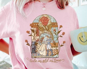 Vintage Tale as Old as Time Shirt, Comfort Colors, Retro Beauty and the Beast T-Shirt, Disney Princess Shirt, Belle Beauty Princess Tee
