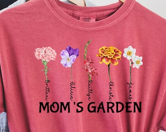 Custom Mom's Garden Shirt, Birth Month Flowers Shirt with Kids Names, Personalized Mom Shirt, Mother's Day Shirt, Gift for Mom, Mama, Nana