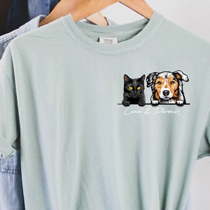 Custom Cat and Dog Shirt, Comfort Colors Shirt, Gift for Mom, Gift For Dad, Cat and Dog Together Shirt, Fathers Day Gift, Mothers Day Gift