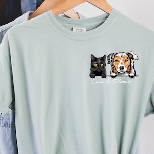 Custom Cat and Dog Shirt, Comfort Colors Shirt, Gift for Mom, Gift For Dad, Cat and Dog Together Shirt, Fathers Day Gift, Mothers Day Gift