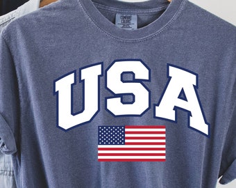 USA Flag T-shirt, USA Shirt, America Shirt, 4th of July Shirt, American Flag Shirt, Camping USA Flag Shirt, Comfort Colors Shirt, July 4th