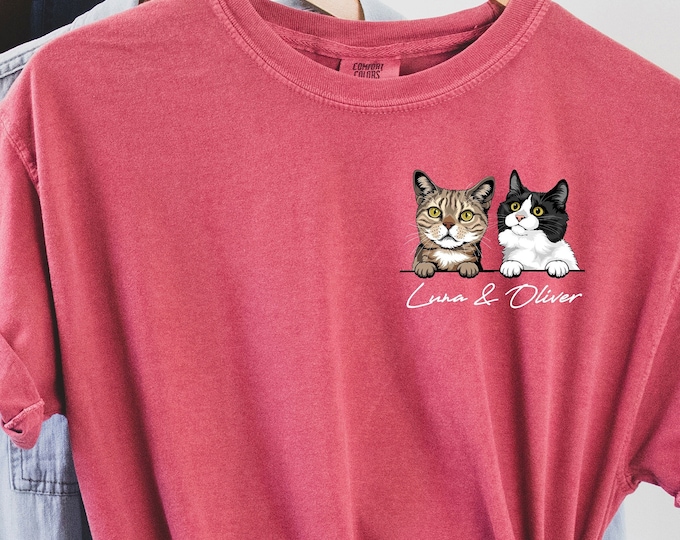 Custom Cat Shirt, Comfort Colors Shirt, Personalized Cat Shirt, Cat Lovers Shirt, Gift for Mom, Gift for Dad, Mothers Day Gift, Fathers Day