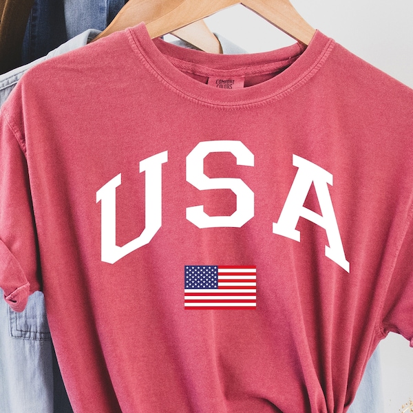 Usa Flag Comfort Colors T-shirt, USA Shirt, America Shirt, 4th of July, American Flag Shirt, Camping USA Flag Shirt, USA Olympic Team Shirt