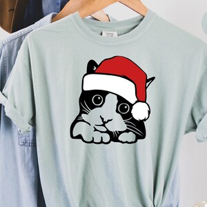 Cat Christmas Santa Hat Shirt, Christmas Cat Shirt, Comfort Colors Shirt, Christmas Shirt, Christmas Gifts, Cat Lover Gift, Cat Mom Shirt
