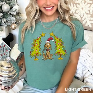 Whimsical Christmas Tree Shirt, With Dog Max Whoville Tree Shirt, Whimsical Green Star Tree Christmas Tree Shirt, Comfort Colors Tee, 162312