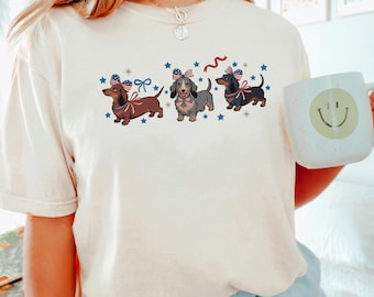 Dachshund 4th of July Shirt, Comfort Colors, Patriotic Dachshund Shirt, USA Dachshund Shirt,4th of July Dog Shirt, Cute Dachshund Tee 165457