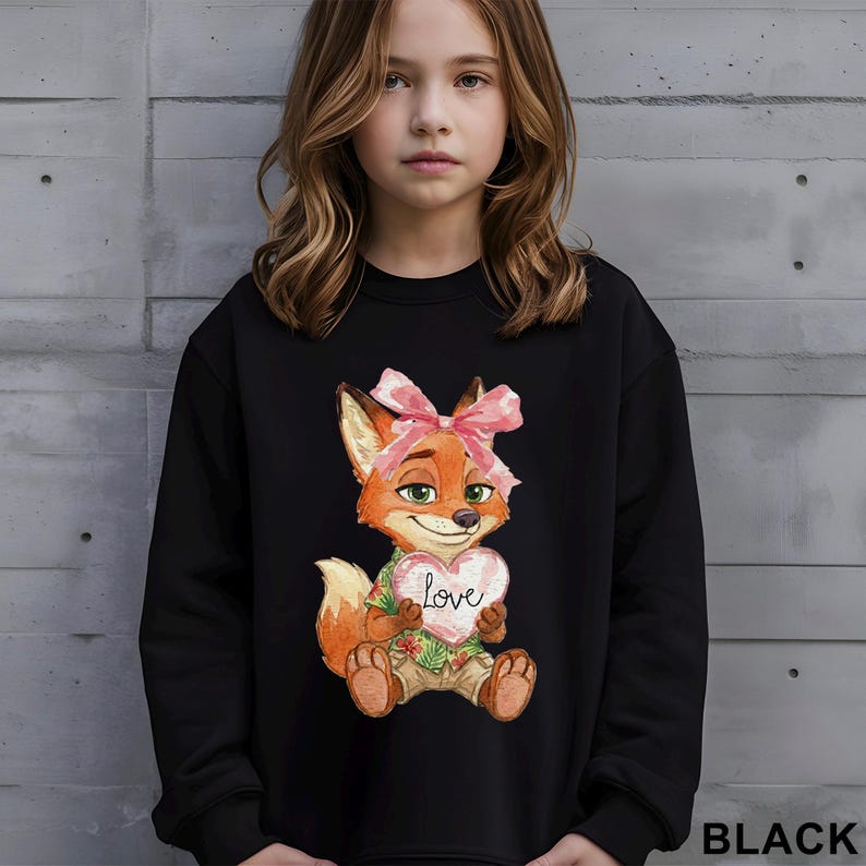 Watercolor Judy Hopps Nick Wilde Heart Sweatshirt, Valentine Zootopia Hoodie, Coquette Bow Zootopia Sweatshirt, Disney Love Crewneck 164491 bild 5