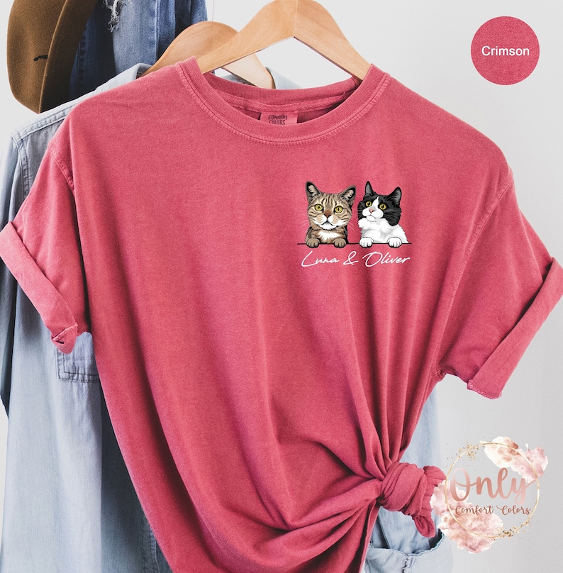 Custom cat shirt comfort colors shirt personalized cat etsy