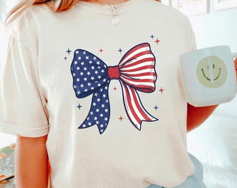Camiseta Coquette del 4 de julio, Comfort Colors, Camiseta Coquette con la bandera de EE. UU., Camiseta con la bandera estadounidense, Camiseta para la fiesta del 4 de julio, Camisetas estadounidenses 165005