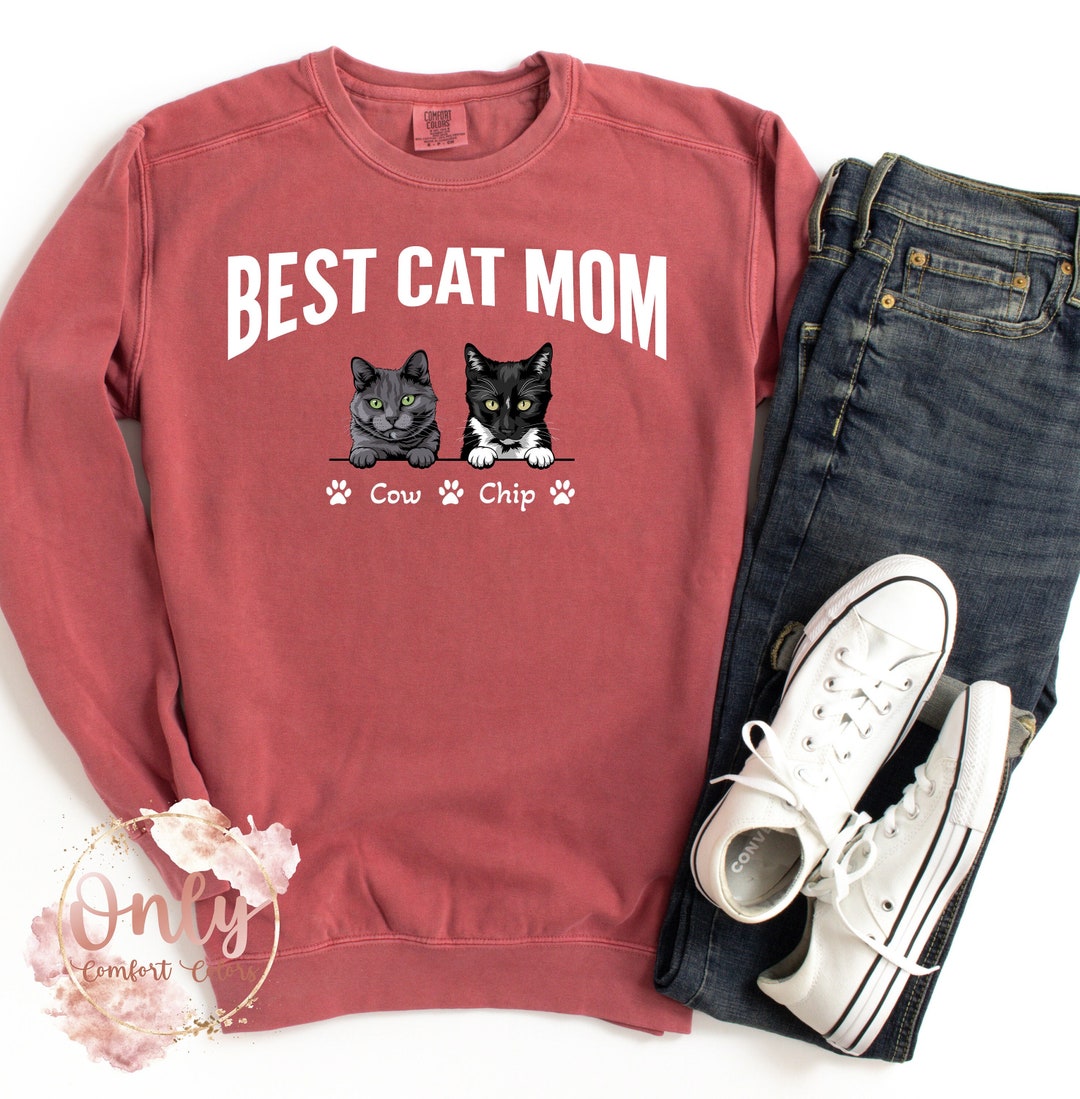 Best Cat Mom Sweatshirt, Comfort Colors Sweatshirt, Personalized Cat