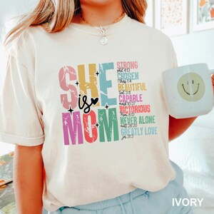 She Is Mom Shirt, Comfort Colors, Retro Mother Shirt, Blessed Mom Tee, Mom Shirt, Mom Life Shirt, Mother's Day Gift, Cute Mom Tee