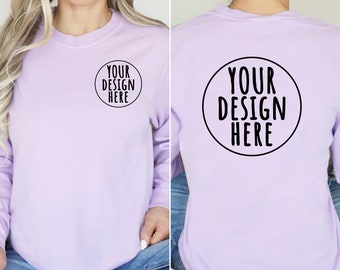 Create Your Own Long Sleeve Shirt, Comfort Colors Shirt, Custom Logo Text Design, Photo Print, Small Business Owner, Front and back Print