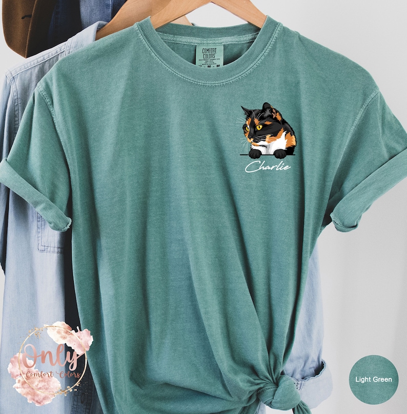 Custom cat shirt comfort colors shirt personalized cat etsy
