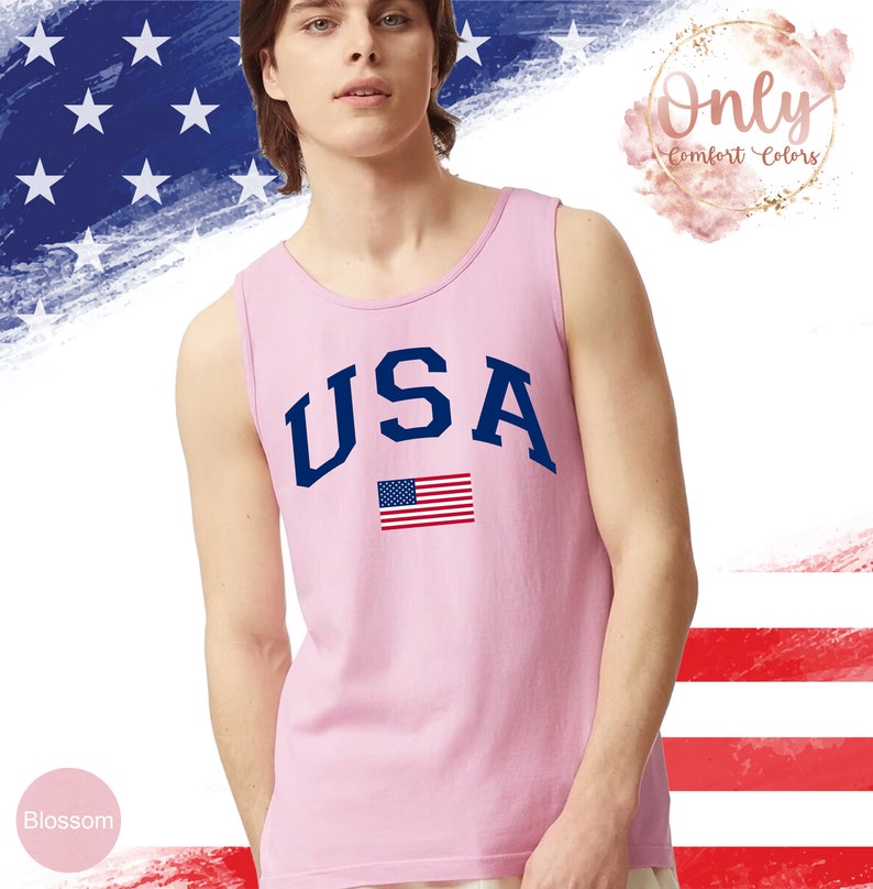 USA Flag Tank Top, Comfort Colors, 4th of July Tank Top, American Flag Tank Top, Veterans day shirt image 8