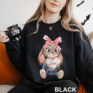 Watercolor Judy Hopps Nick Wilde Heart Sweatshirt, Valentine Zootopia Hoodie, Coquette Bow Zootopia Sweatshirt, Disney Love Crewneck 164491 bild 4