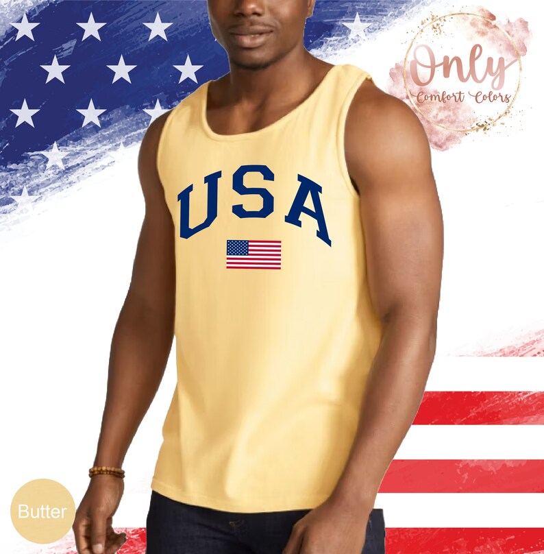 USA Flag Tank Top, Comfort Colors, 4th of July Tank Top, American Flag Tank Top, Veterans day shirt image 7