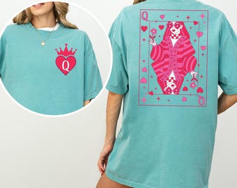 Queen Of Hearts Shirt, Comfort Colors, Valentine’s Day Shirt, Vintage Queen of Hearts Shirt, Sassy Floral Shirt, Birthday Queen Shirt 165831