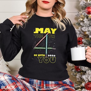 Star Wars May The Fourth Be With You Sweatshirt, Star Wars Day Sweatshirt, Star Wars Lightsaber Hoodie, Mandalorian Crewneck 162590 image 1
