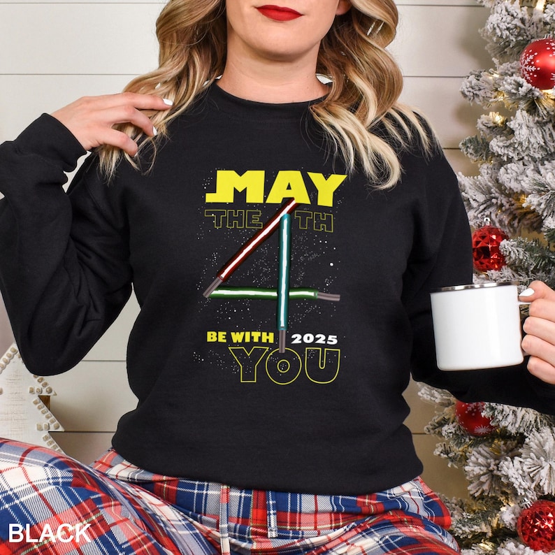 Star Wars May The Fourth Be With You Sweatshirt, Star Wars Day Sweatshirt, Star Wars Lightsaber Hoodie, Mandalorian Crewneck 162590 image 1