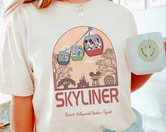 Vintage Mickey and Friends Skyliner Shirt, Comfort Colors, Travel The World From Above Shirt, Epcot Disney Tee, Hollywood Studios Tee 163589