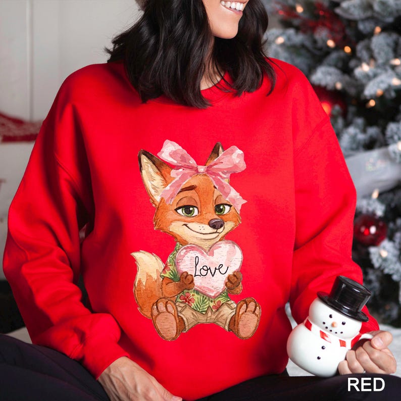 Watercolor Judy Hopps Nick Wilde Heart Sweatshirt, Valentine Zootopia Hoodie, Coquette Bow Zootopia Sweatshirt, Disney Love Crewneck 164491 bild 13
