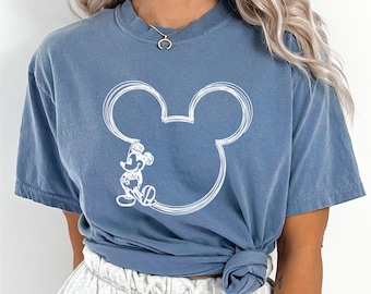 Camisetas vintage de Mickey y Minnie, colores cómodos, camiseta a juego de Mickey y sus amigos, camiseta retro de viaje a Disney, camiseta de pareja de Mickey y Minnie, 162900