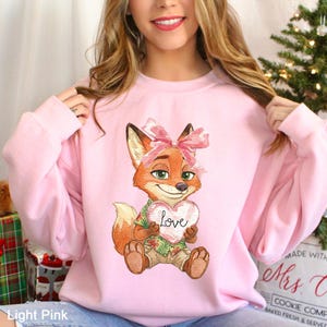 Watercolor Judy Hopps Nick Wilde Heart Sweatshirt, Valentine Zootopia Hoodie, Coquette Bow Zootopia Sweatshirt, Disney Love Crewneck 164491 bild 9