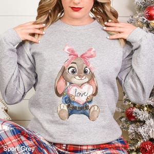 Watercolor Judy Hopps Nick Wilde Heart Sweatshirt, Valentine Zootopia Hoodie, Coquette Bow Zootopia Sweatshirt, Disney Love Crewneck 164491 bild 15