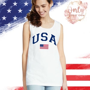 USA Flag Tank Top, Comfort Colors, 4th of July Tank Top, American Flag Tank Top, Veterans day shirt image 6