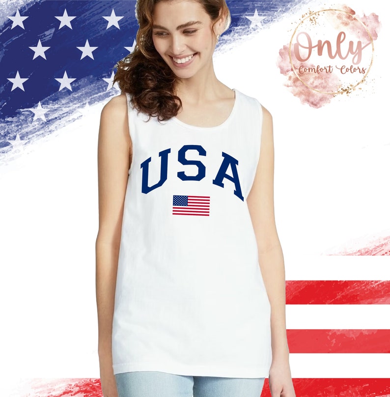 USA Flag Tank Top, Comfort Colors, 4th of July Tank Top, American Flag Tank Top, Veterans day shirt image 6